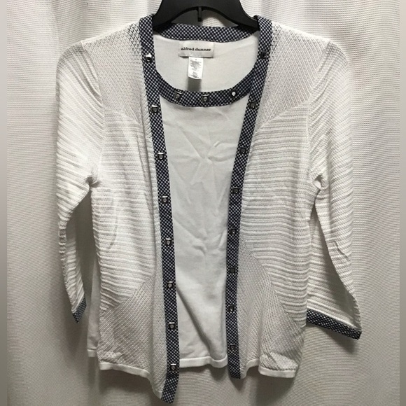 Alfred Dunner top navy and white - Picture 1 of 4